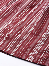 DressBerry Maroon & White Printed Flared Skirt