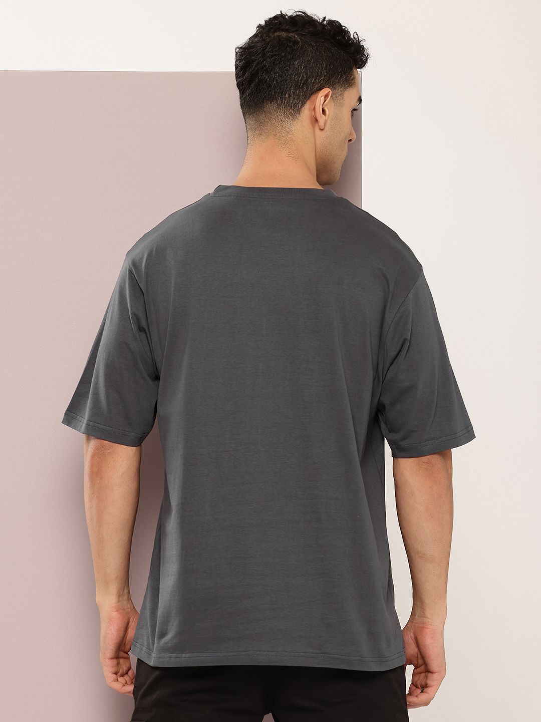 DILLINGER Men Typography Printed Drop-Shoulder Sleeves Oversized Pure Cotton T-shirt