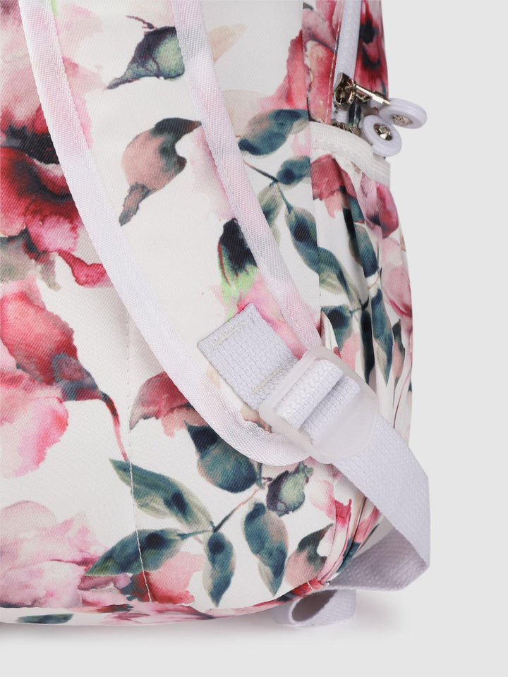 Lino Perros Women White & Pink  Floral Print 13 Inch Laptop Backpack