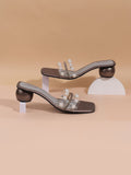 Metro Embellished Square Toe Block Mules