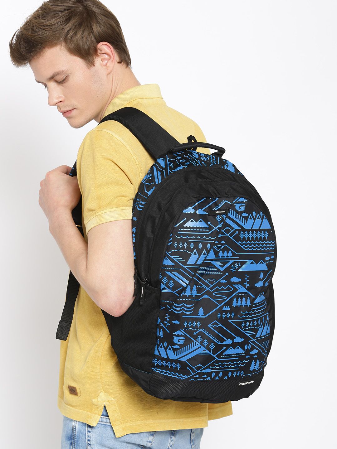 Gear Unisex Black & Blue Graphic Backpack