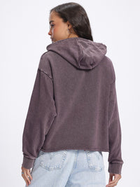DressBerry Raw Hem Drop-Shoulder Hooded Sweatshirt