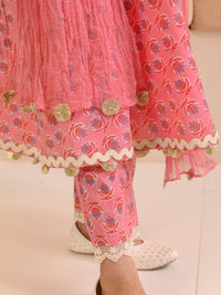 pspeaches Girls Ethnic Motifs Printed Pure Cotton Kurta With Trousers & With Dupatta