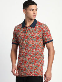 THE BEAR HOUSE Men Tropical Printed Slim Fit Polo T-shirt