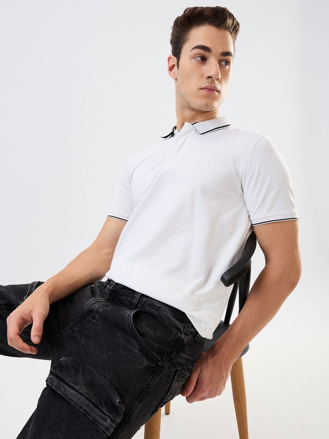 SPYKAR Men Solid Polo Collar Cotton Slim Fit T-shirt