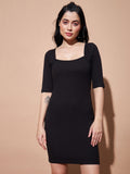 SASSAFRAS BASICS Square Neck Mini Sheath Dress