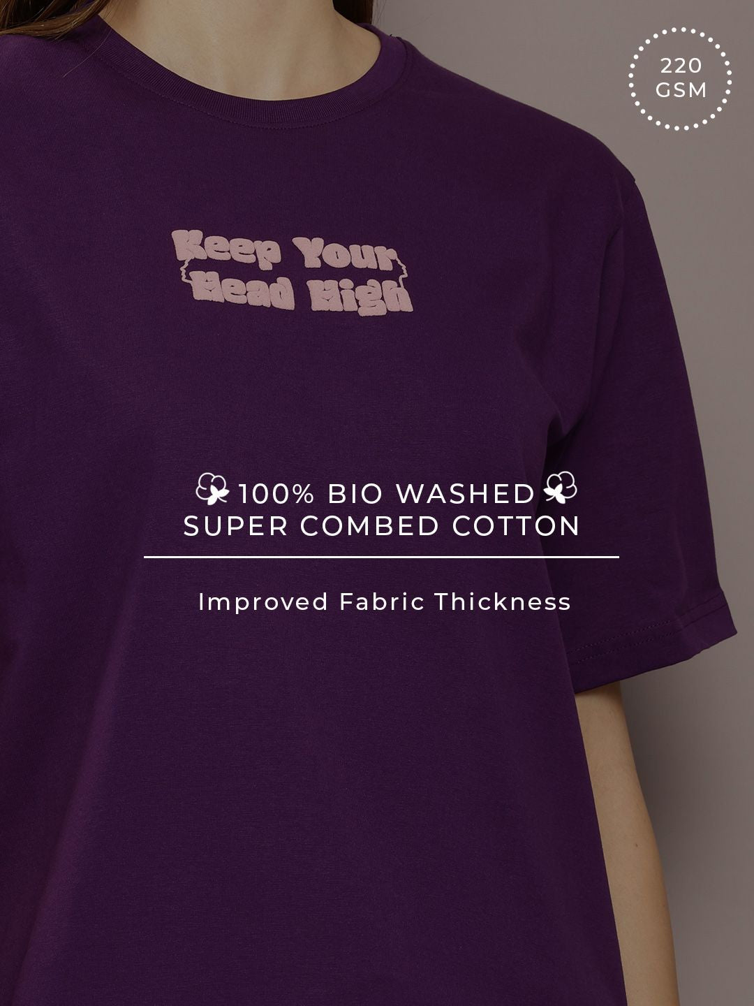 DILLINGER Women Typography Printed Embossed Oversized T-shirt