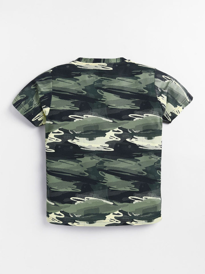 HRX by Hrithik Roshan Boys Camouflage Printed Rapid Dry Sports T-shirt