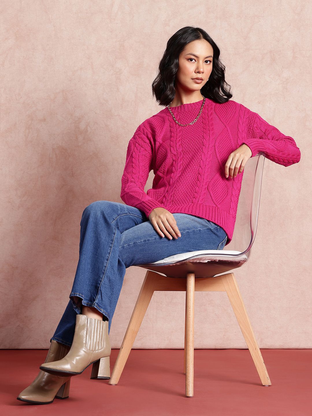 all about you Open-Knit Acrylic Pullover