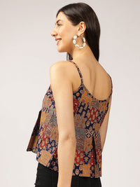 Anouk Ethnic Printed Sleeveless Cotton Peplum Crop Top