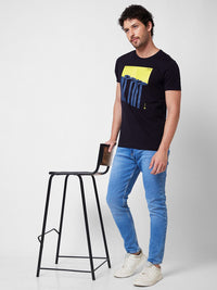 SPYKAR Round Neck Short Sleeves Printed Slim Fit Cotton T-shirt