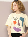 DILLINGER Women Graphic Printed Embossed Oversized T-shirt