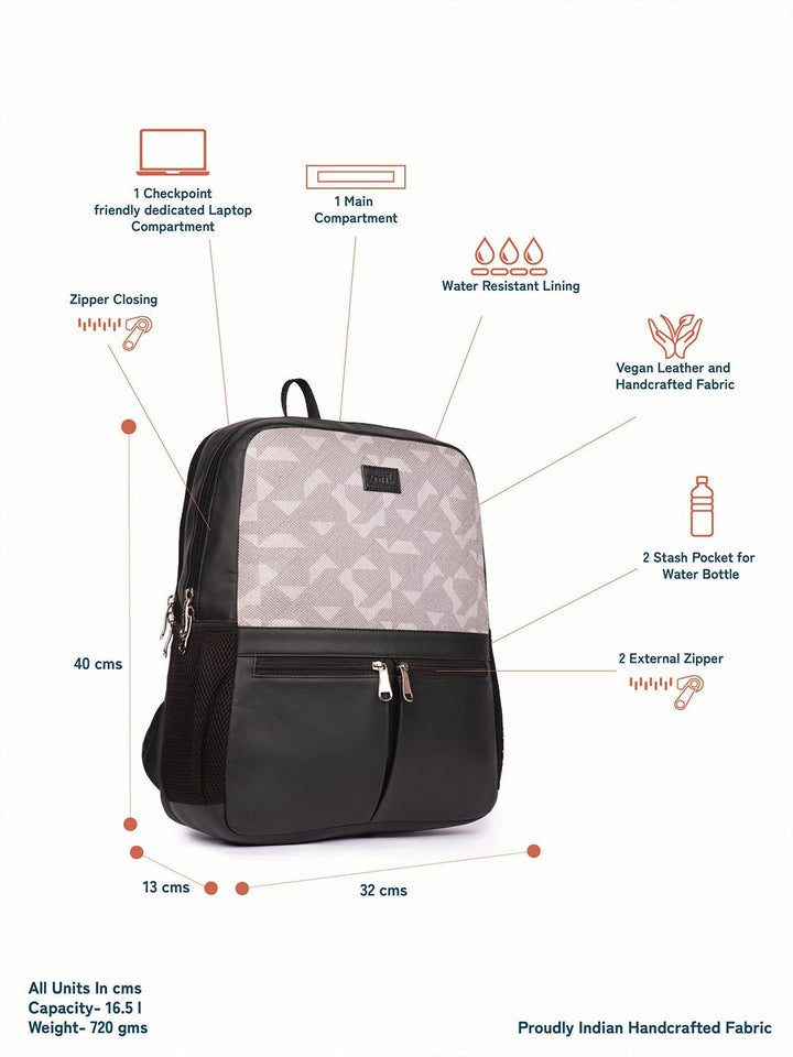 ZOUK Geometric Printed Backpack with Compression Straps Up to 16 inch