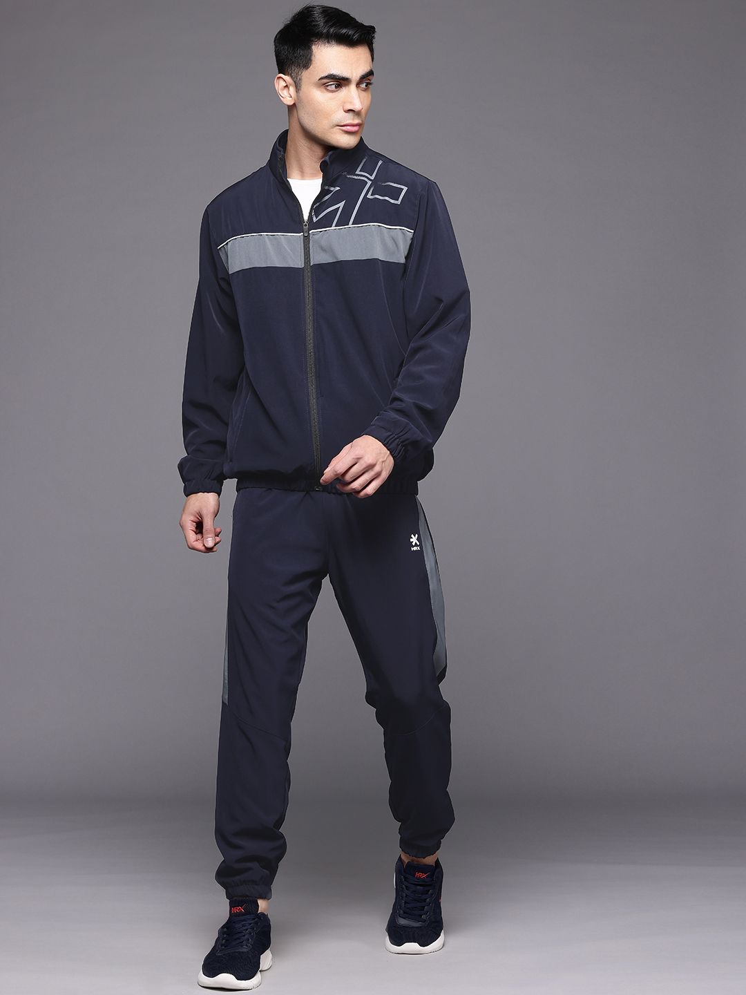 HRX by Hrithik Roshan Striped Printed Running Tracksuit