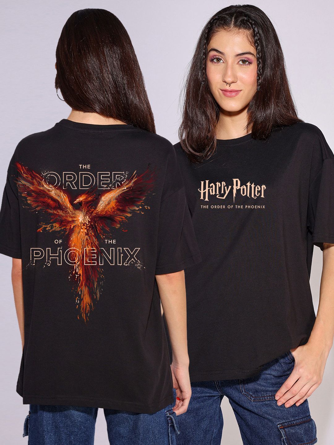 Bewakoof X Harry Potter Typography Printed Pure Cotton Oversized T-shirt