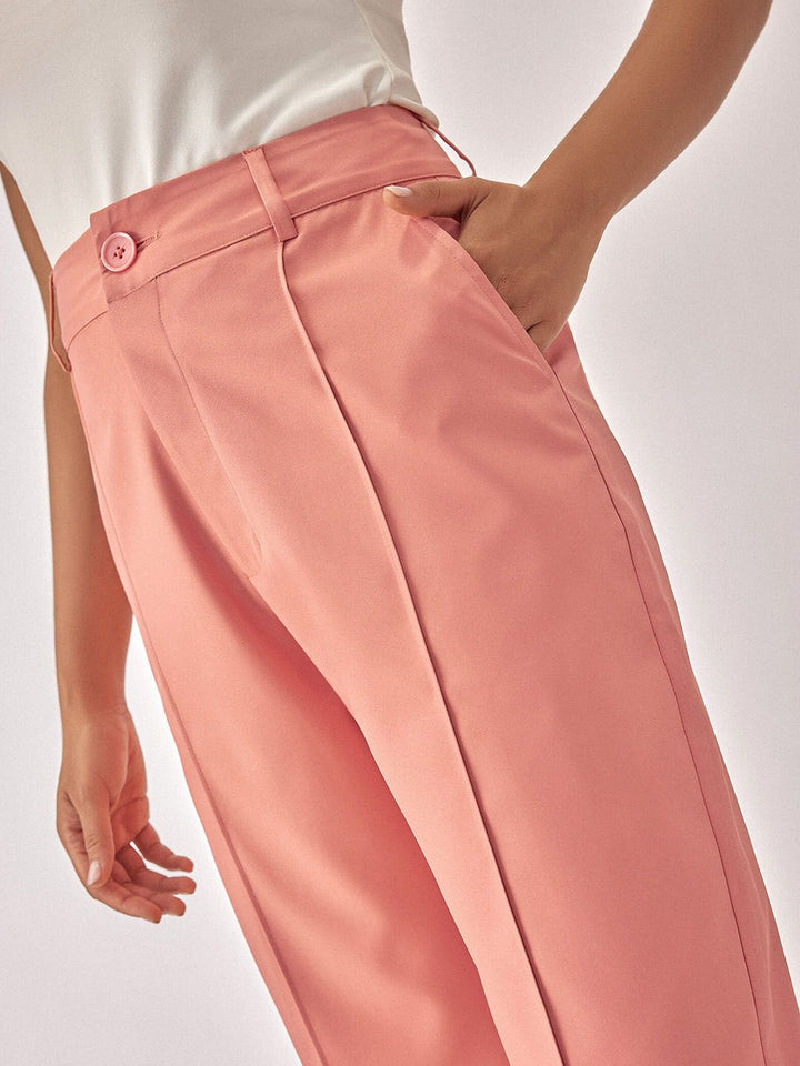 The Label Life Women Tapered Fit High-Rise Pleated Trousers