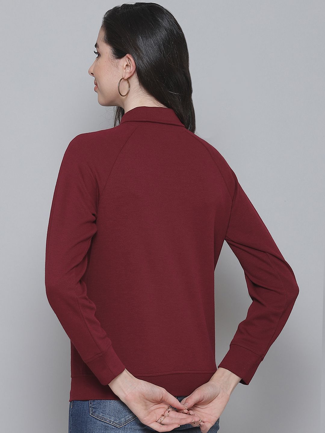 SASSAFRAS Maroon Ribbed Regular Winter Top