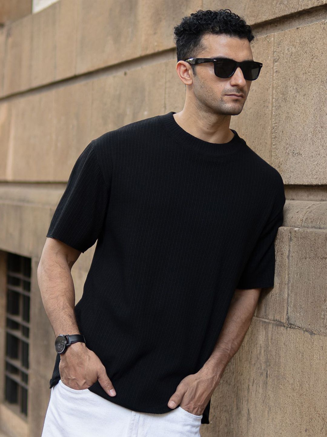 Powerlook Men Solid Round Neck Oversized T-shirt