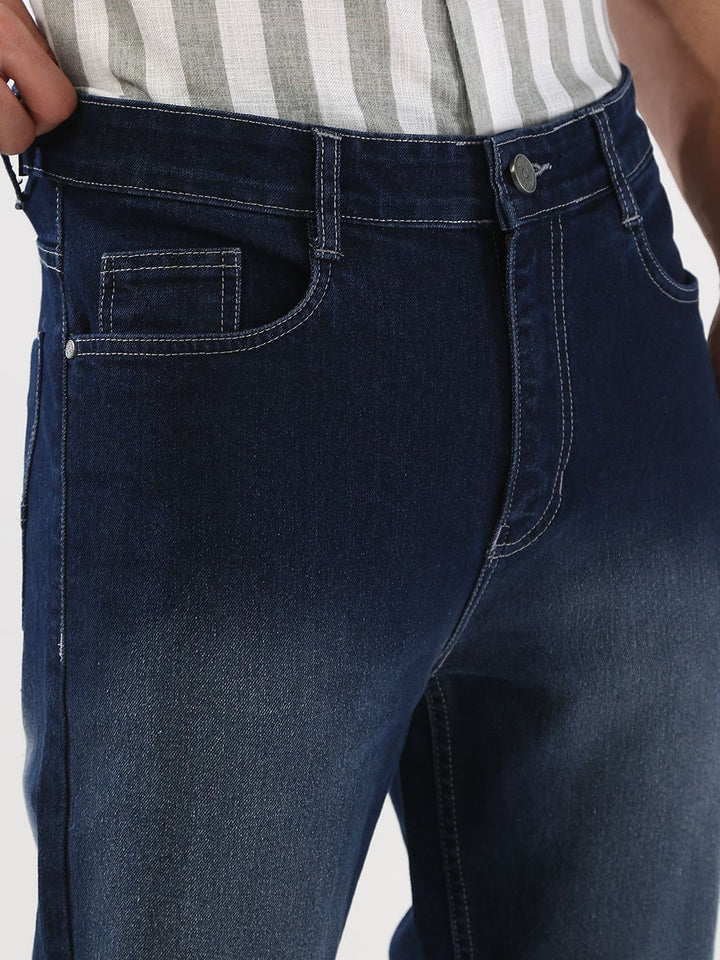 Urbano Fashion Men Straight Fit Mid-Rise Light Fade Stretchable Jeans