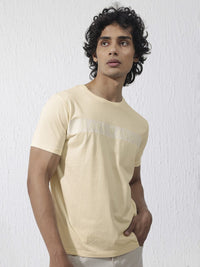 RARE RABBIT Men Eloise Round Neck Typography Printed Cotton Slim Fit T-Shirt