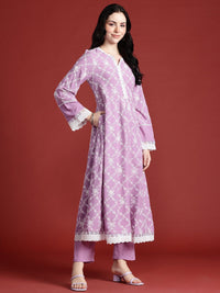 Anouk Floral Print Kurta with Trousers & Dupatta