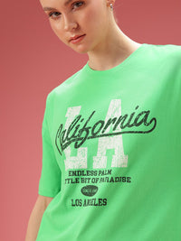 DressBerry Typography Printed Drop-Shoulder Sleeves Relaxed Pure Cotton T-shirt