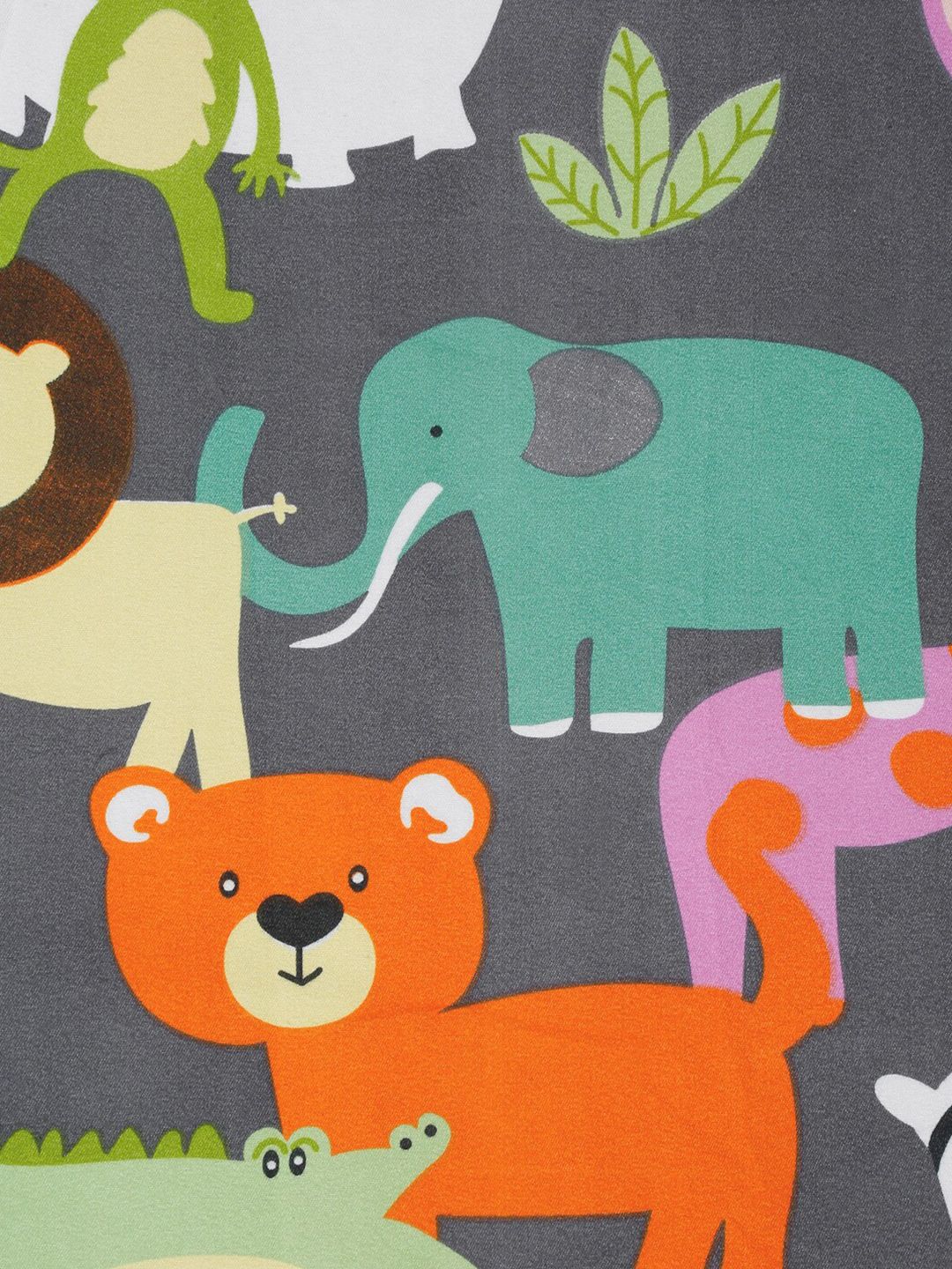 KLOTTHE Grey & Orange Cartoon Character Printed 300 TC King Bedsheet With 2 Pillow covers