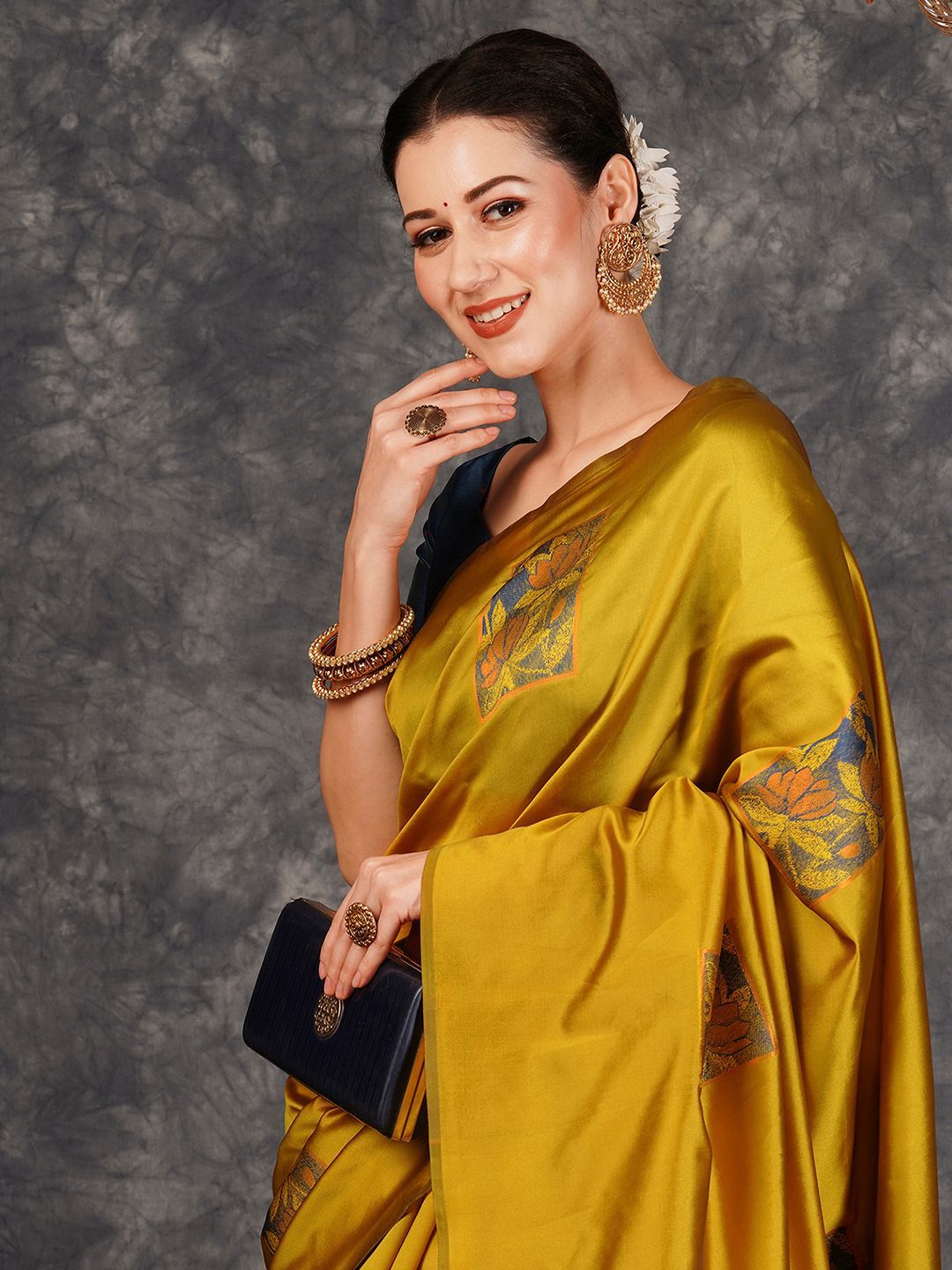 KALINI Floral Woven Design Zari  Banarasi Saree