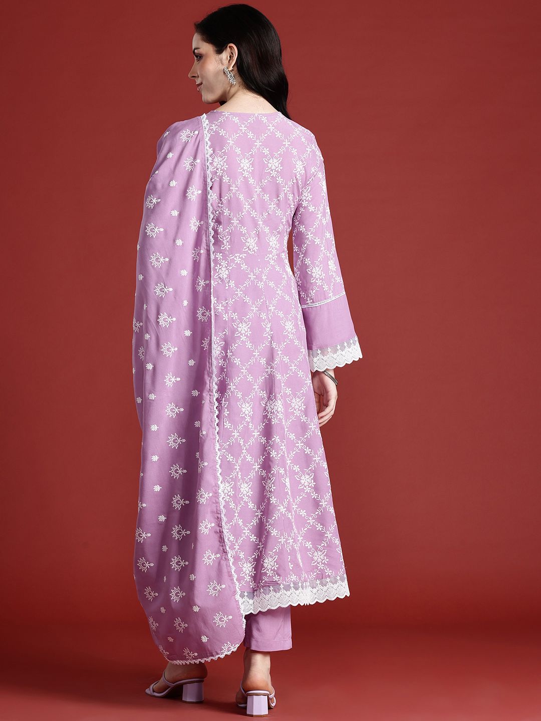 Anouk Floral Print Kurta with Trousers & Dupatta
