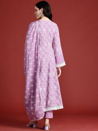 Anouk Floral Print Kurta with Trousers & Dupatta