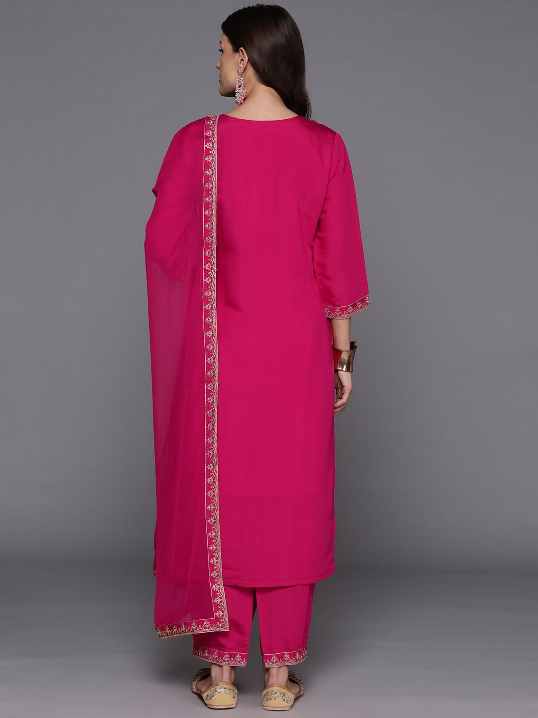 Indo Era Women Ethnic Motifs Yoke Design Regular Sequinned Kurta with Trousers & Dupatta