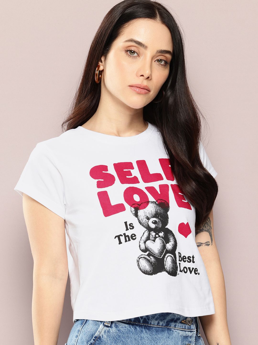 Dillinger Women Short Sleeve Boxy Cropped Printed Tshirt