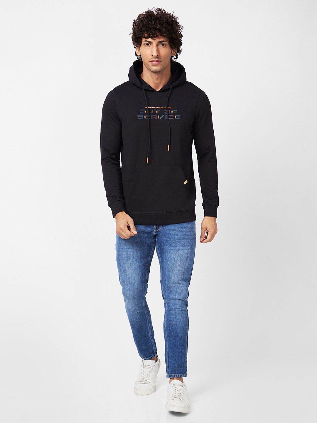 SPYKAR Typography Printed Hooded Sweatshirt