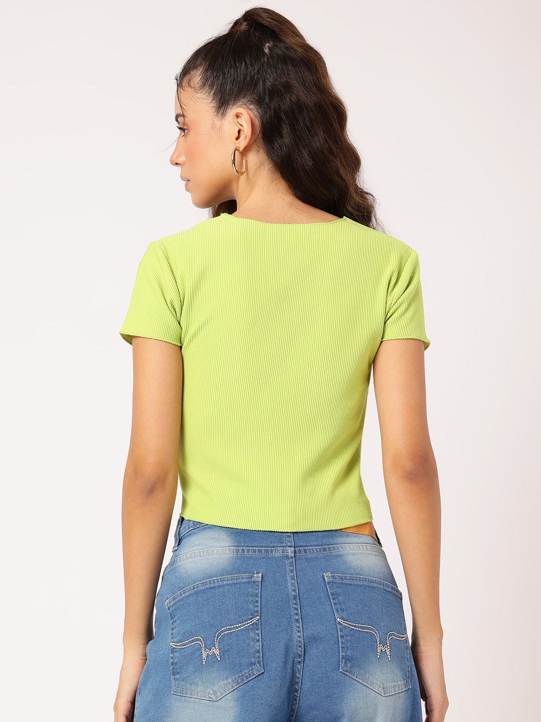 DressBerry Cyber Chic Ribbed Crop Top