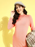 STREET 9 BASICS Peach-Coloured Acrylic Jumper Mini Dress