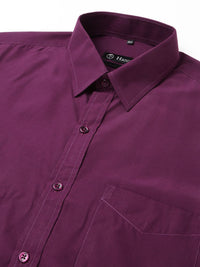 Hancock Men Purple Slim Fit Solid Formal Shirt