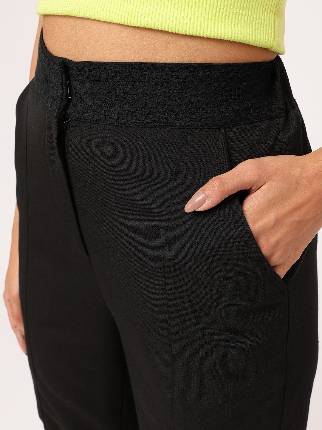 Women Soft Edgy Meets Chic High-Rise Trousers