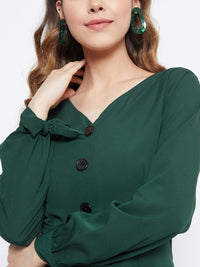 Berrylush Women Green Solid A-Line Dress