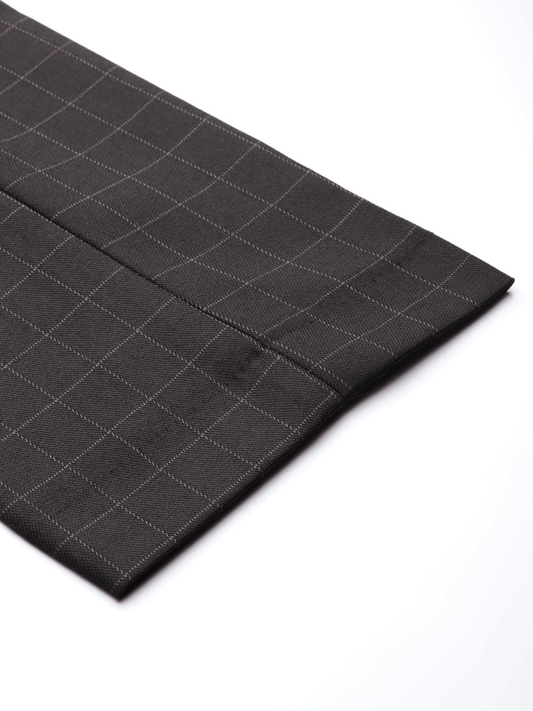 DENNISON Men Black Checked Smart Tapered Fit Trousers