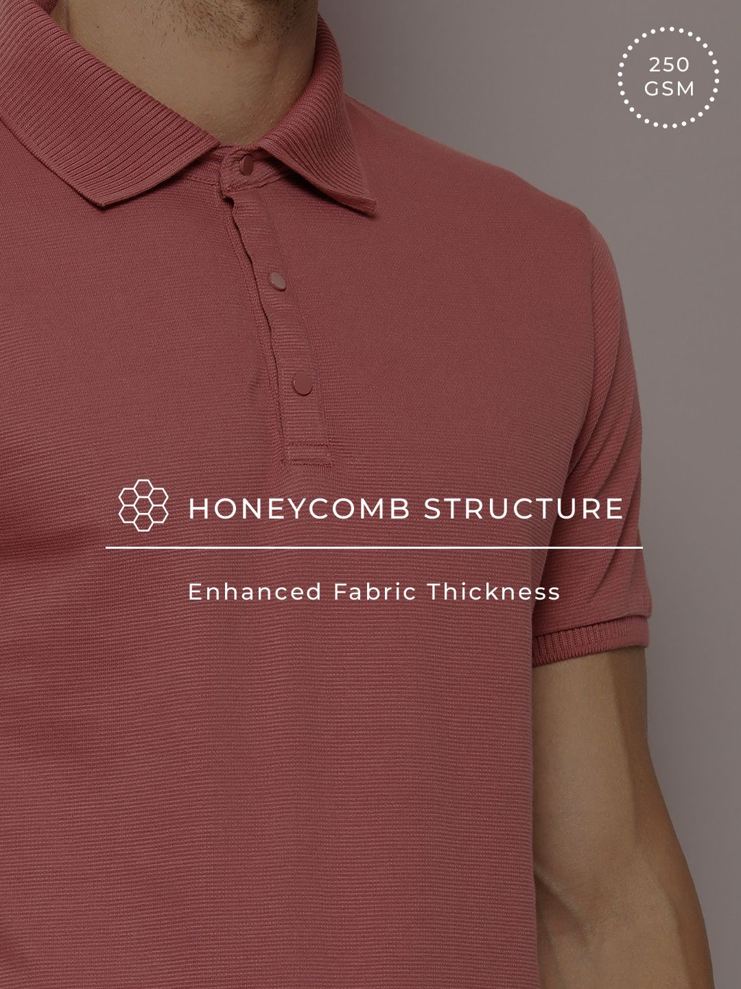 DILLINGER Men Polo Collar Honeycomb Structure T-shirt