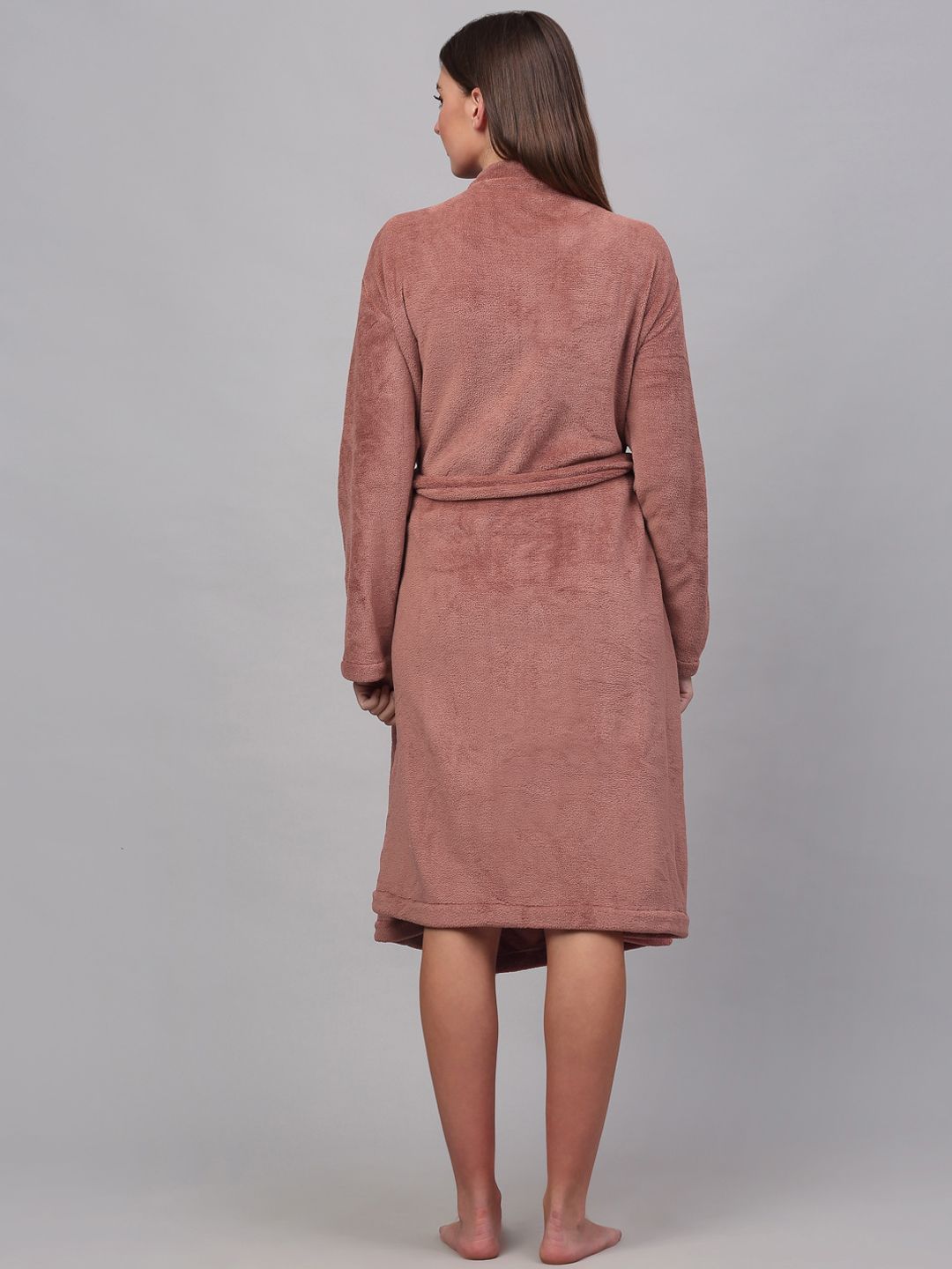 KLOTTHE Women Solid Woolen Bath Robe With Belt