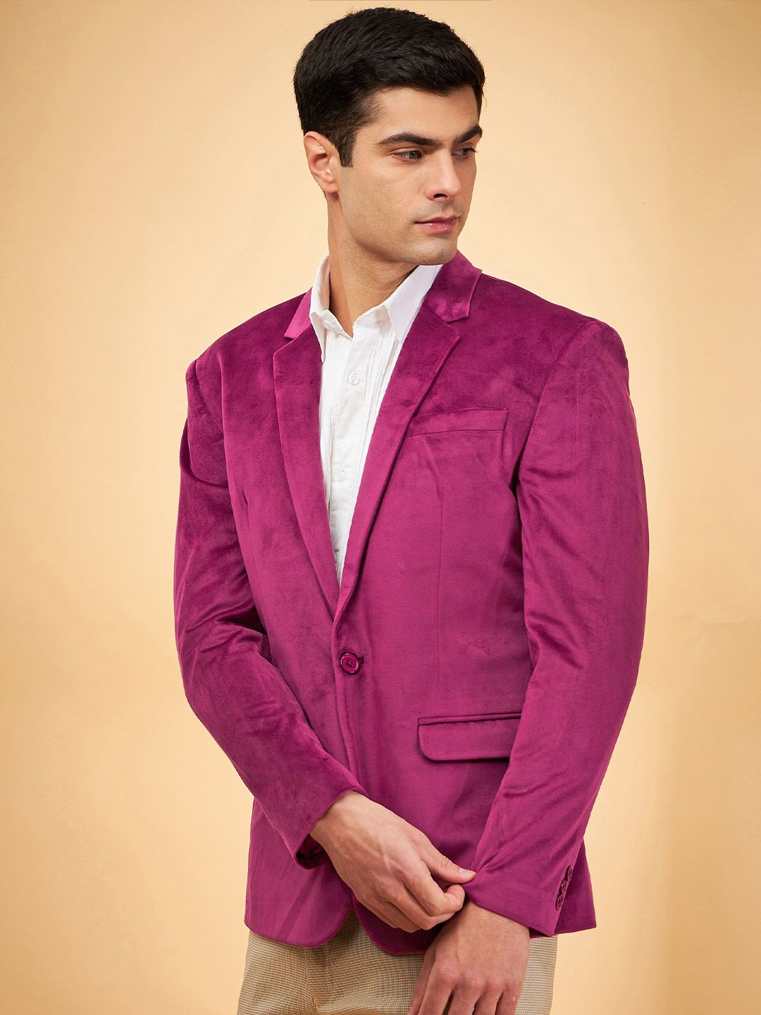 DENNISON Men Single Breasted Velvet Blazer