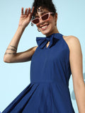 STREET 9 Women Blue Solid Waisted Dress
