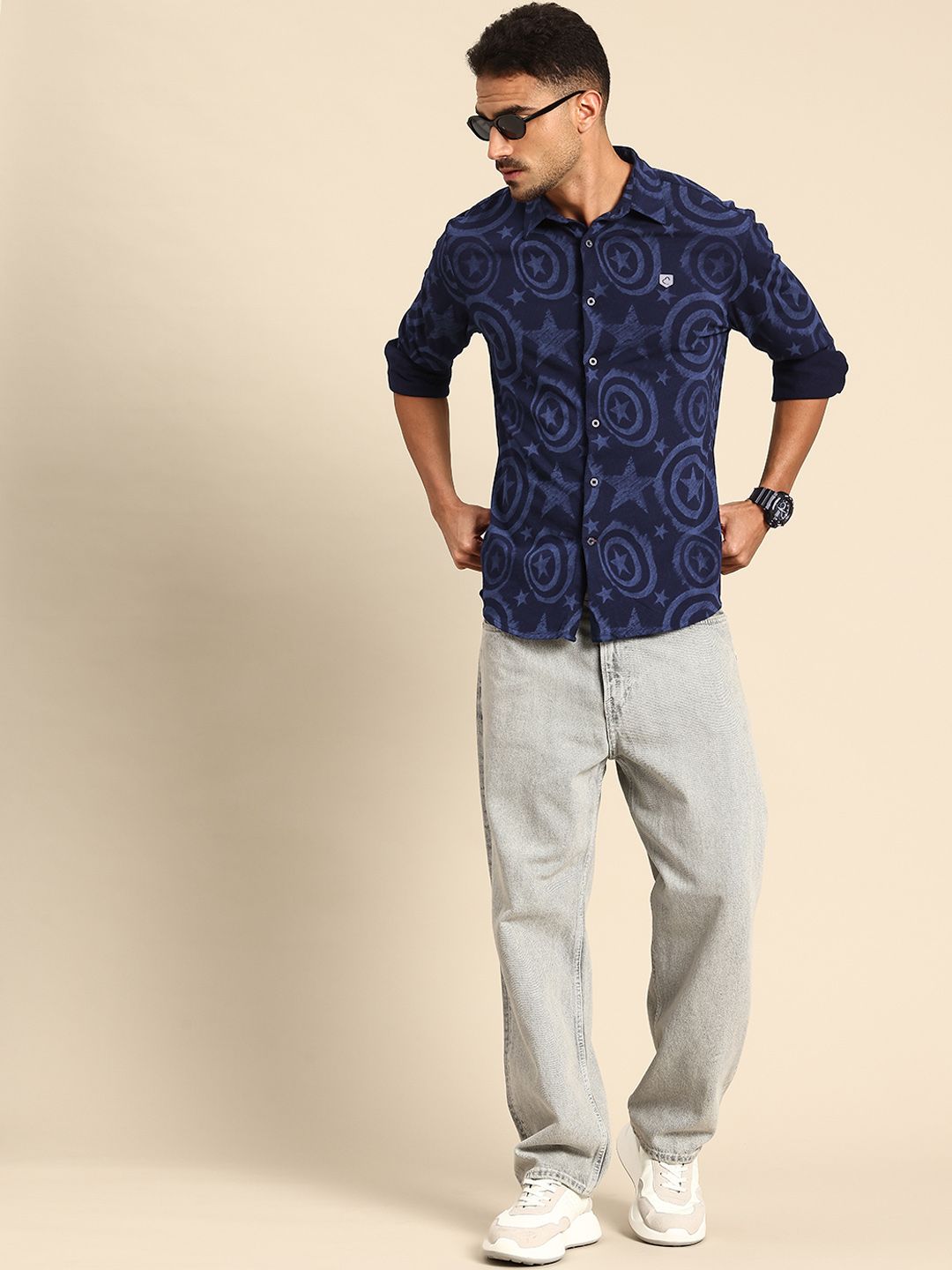 Being Human Marvel Printed Pure Cotton Casual Shirt