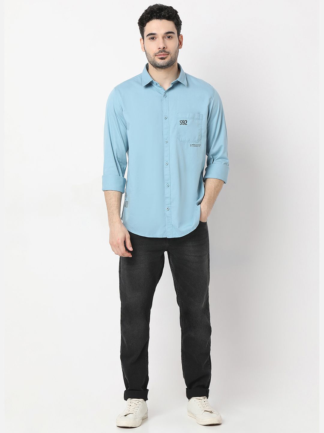 SPYKAR Slim Fit Shirt with Pocket-Detail