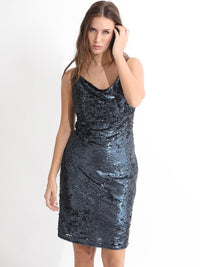 RAREISM Sequin Embellished Shoulder Straps Sheath Dress