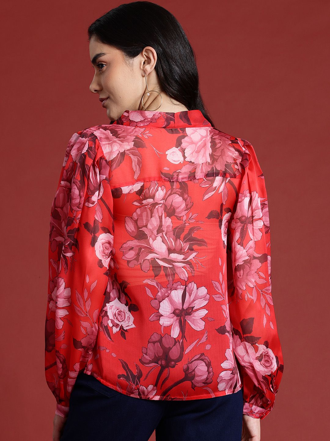 all about you Floral Print Tie-Up Neck Top