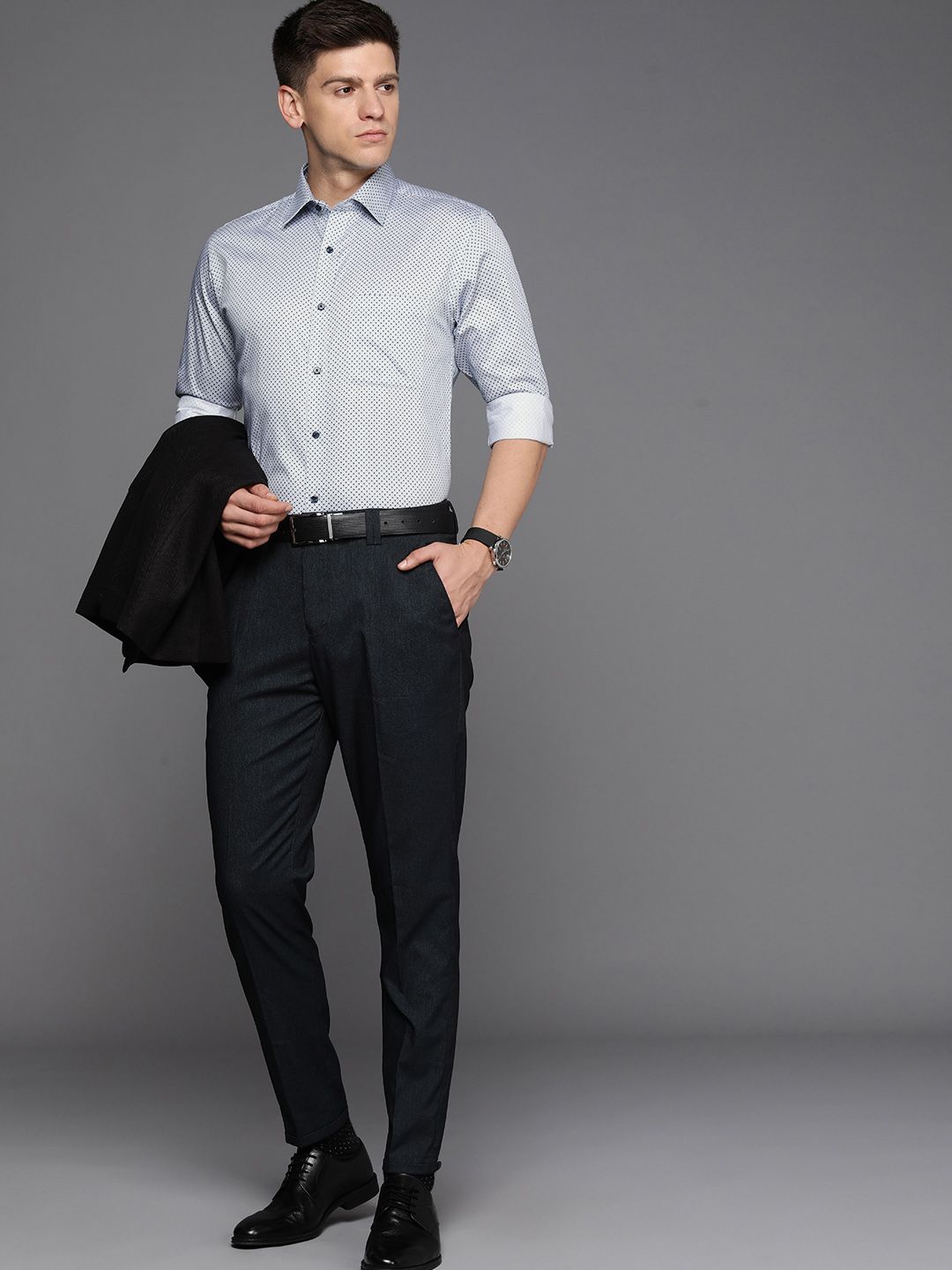 Raymond Pure Cotton Slim Fit Geometric Printed Formal Shirt