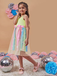 pspeaches Girls Embellished Net Fit & Flare Dress