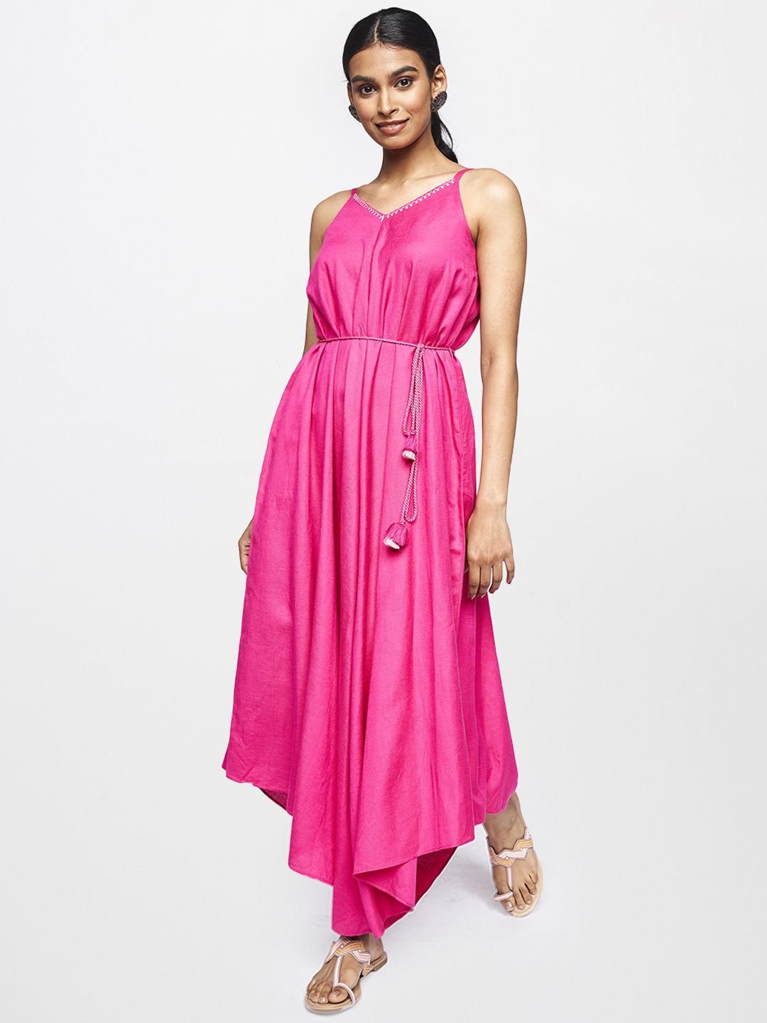 Global Desi Women Pink Solid Basic Jumpsuit